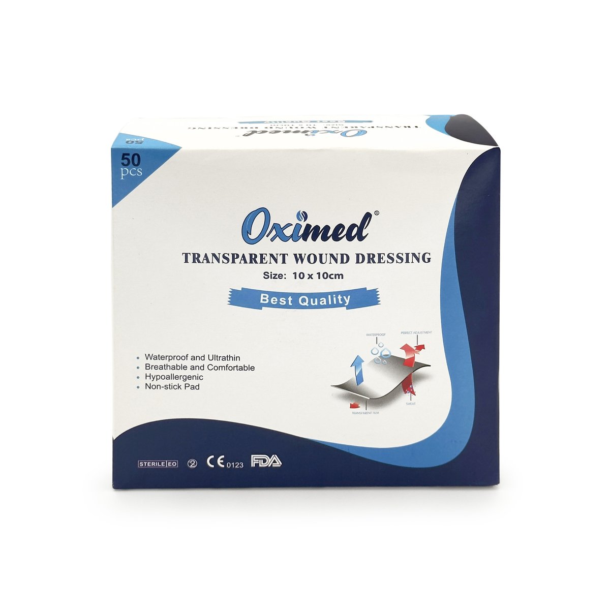 Transparent Wound Dressing Pad Water Proof   Sterile -10x10 CM- 50 PCS/BOX